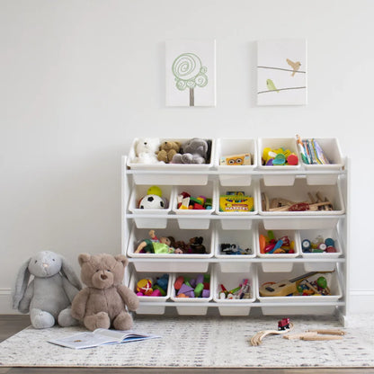 16  Bins Wood Toy Storage Organizer